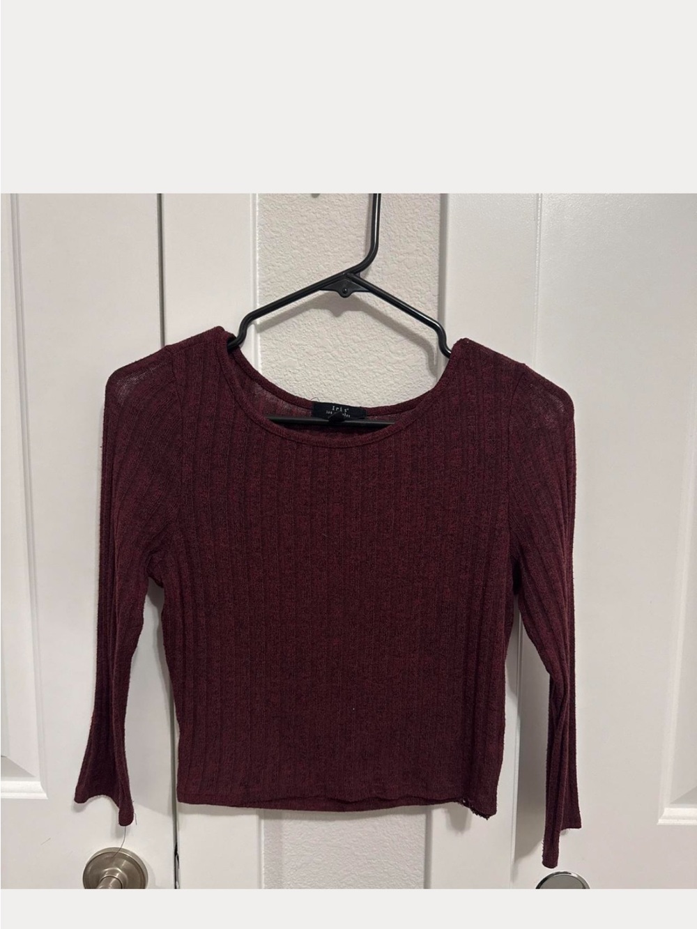 iris Ribbed Long-Sleeve Top - Wine